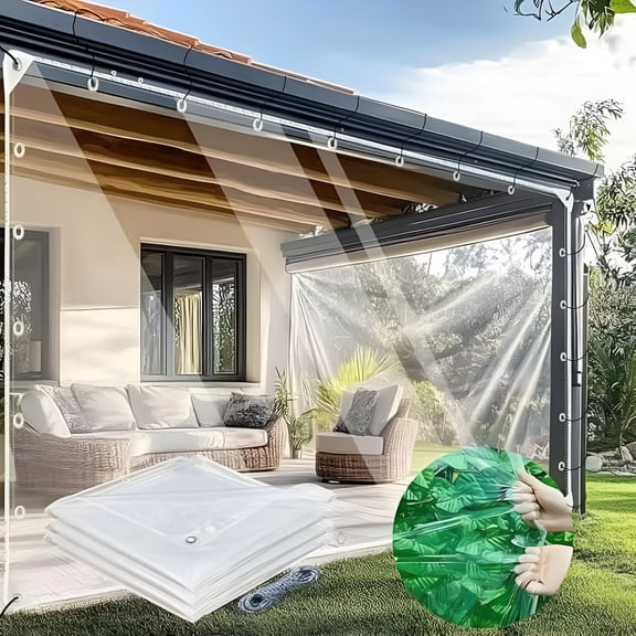 MISSMILE 2026 New Waterproof Clear Tarps,Heavy Duty Outdoor Clear Vinyl Tarp Waterproof Tarpaulin Rainproof Covering for Henhouse Porch Canopy Plant Camping Wedding