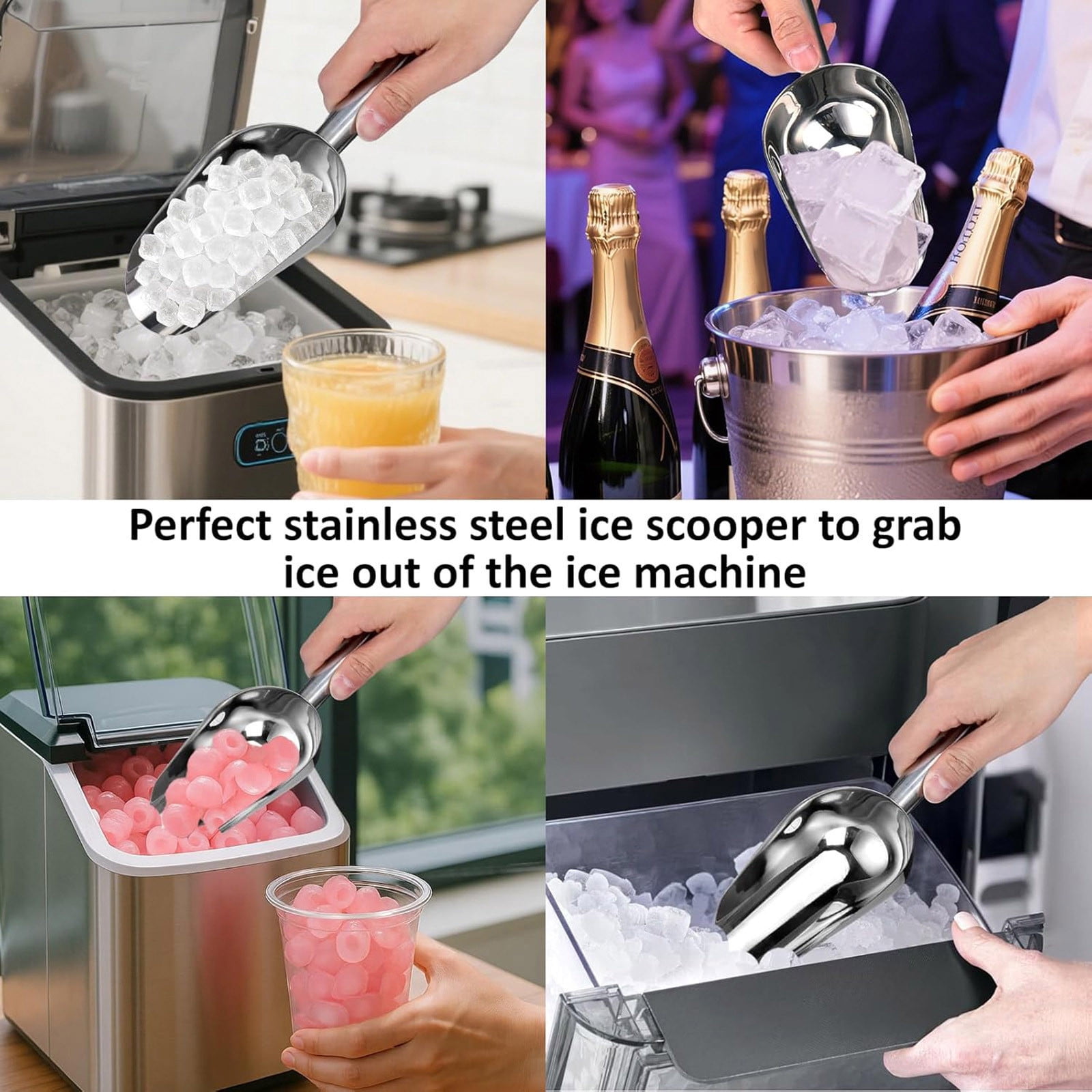 Thickened Stainless Steel Ice Shovel With Strong Hook For Ice Crusher Ice Machine Ice Shovel Ice 1pc 2PCS