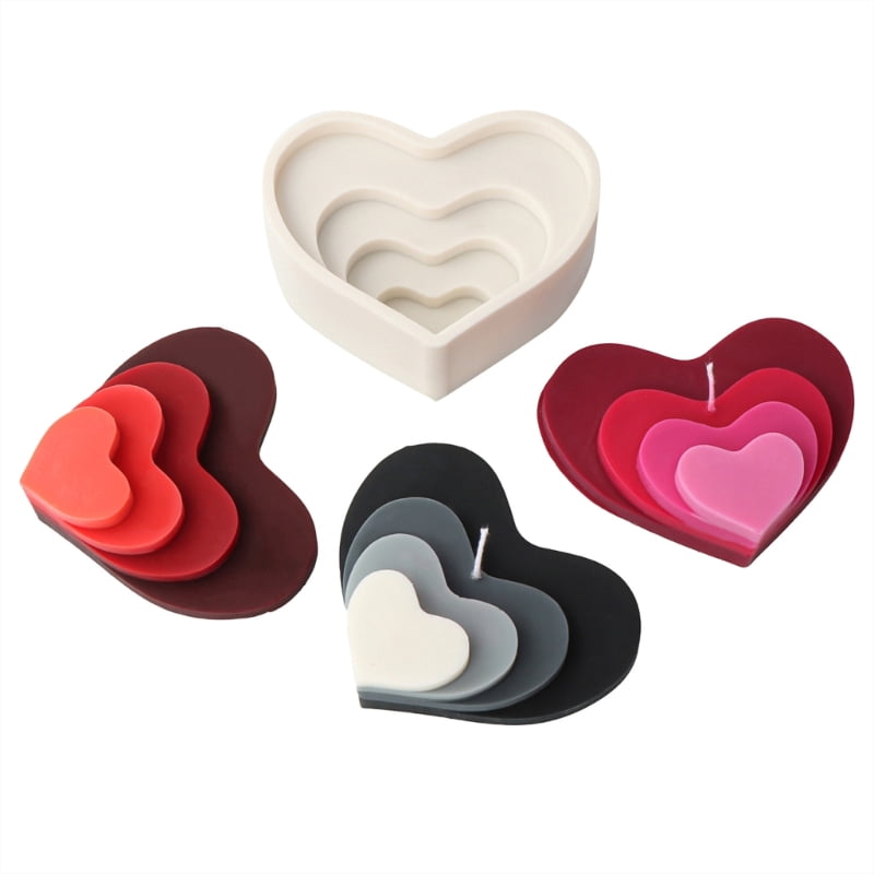 Zecic Love Heart Shape Candle Resin Moulds Heart Silicone Candle Molds DIY Soap Fondant Cake Valentines Day Decorating Tool