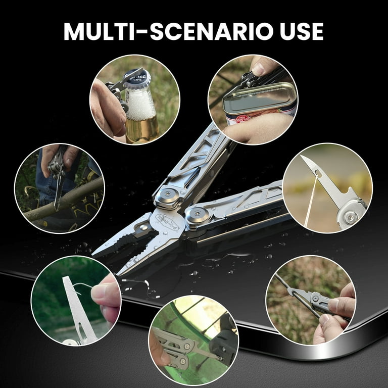 17-in-1 Stainless Steel Multi Tool - Self-Locking Pliers Pocket Knife For Outdoor & EDC