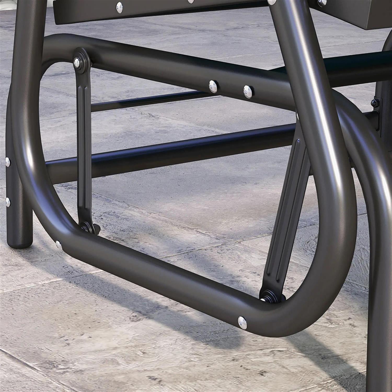 Demi Bonn Outdoor Glider Chairs, Metal Frame Swing Glider Chair with Breathable Mesh Fabric, Curved Armrests and Steel Frame for Garden, Poolside, Backyard, Balcony, Blue