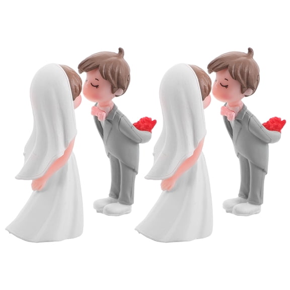 POPETPOP 2Pairs Wedding Cake Topper Bride and Groom Figurines in Assorted Colors for Romantic Celebration Decorations