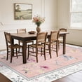 thumbnail image 4 of Garvee 9'x12' Floral Area Rug Modern Print Bordered Carpet, Washable Rug Non Slip Indoor Floor Mat for Living Room Bedroom Dining Room, Pink, 4 of 6