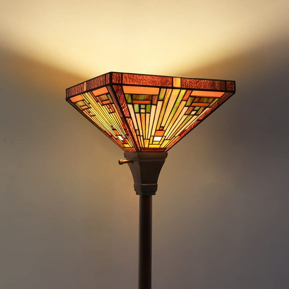 Tiffany Style Floor Lamp Torchiere Uplight 70" Tall