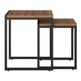 thumbnail image 3 of CorLiving Fort Worth Square Engineered Wood and Iron Indoor Nesting Side Tables, Brown Woodgrain, 3 of 8