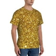 thumbnail image 4 of Yiaed Gold Glitter Print Mens Short Sleeve Tight Fit T-Shirt, Crewneck Casual Tee-XX-Large, 4 of 5
