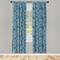 thumbnail image 4 of Ambesonne Floral Window Curtains, Tropical Botany on Blue Back, Each 28" W x 63" L, Blue Grey and Coral, 4 of 4