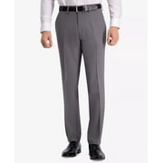 Kenneth Cole Reaction MEDIUM GREY Men's Modern-Fit Micro-Check Pants, US 30x30