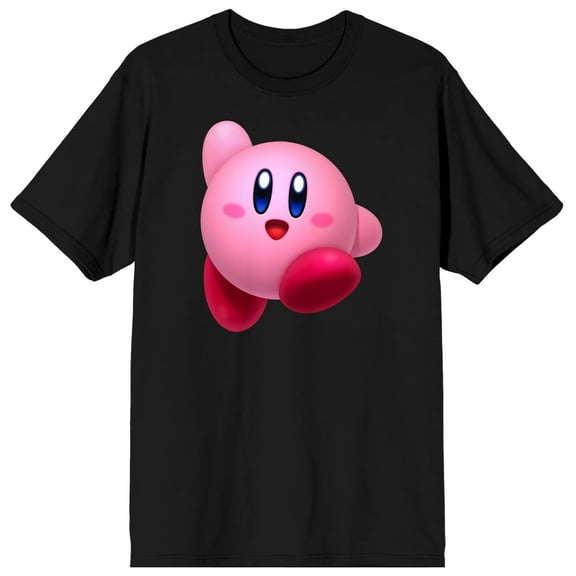 Kirby Pink Mochi Says Hi Men's Black Graphic Tee-6XL