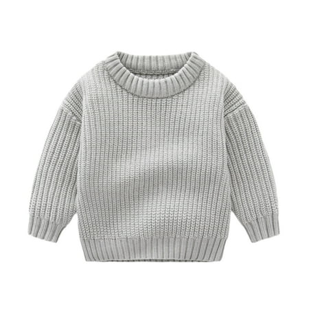 

LYMAYTER Boys Girls Sweater for Kids Baby Solid Color Knit Top Toddler Fall Winter Long Sleeve Sweater 0 Months-6 Years