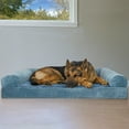 thumbnail image 6 of FurHaven Pet Products Faux Fur & Velvet Orthopedic Sofa Pet Bed for Dogs & Cats - Harbor Blue, Jumbo, 6 of 13