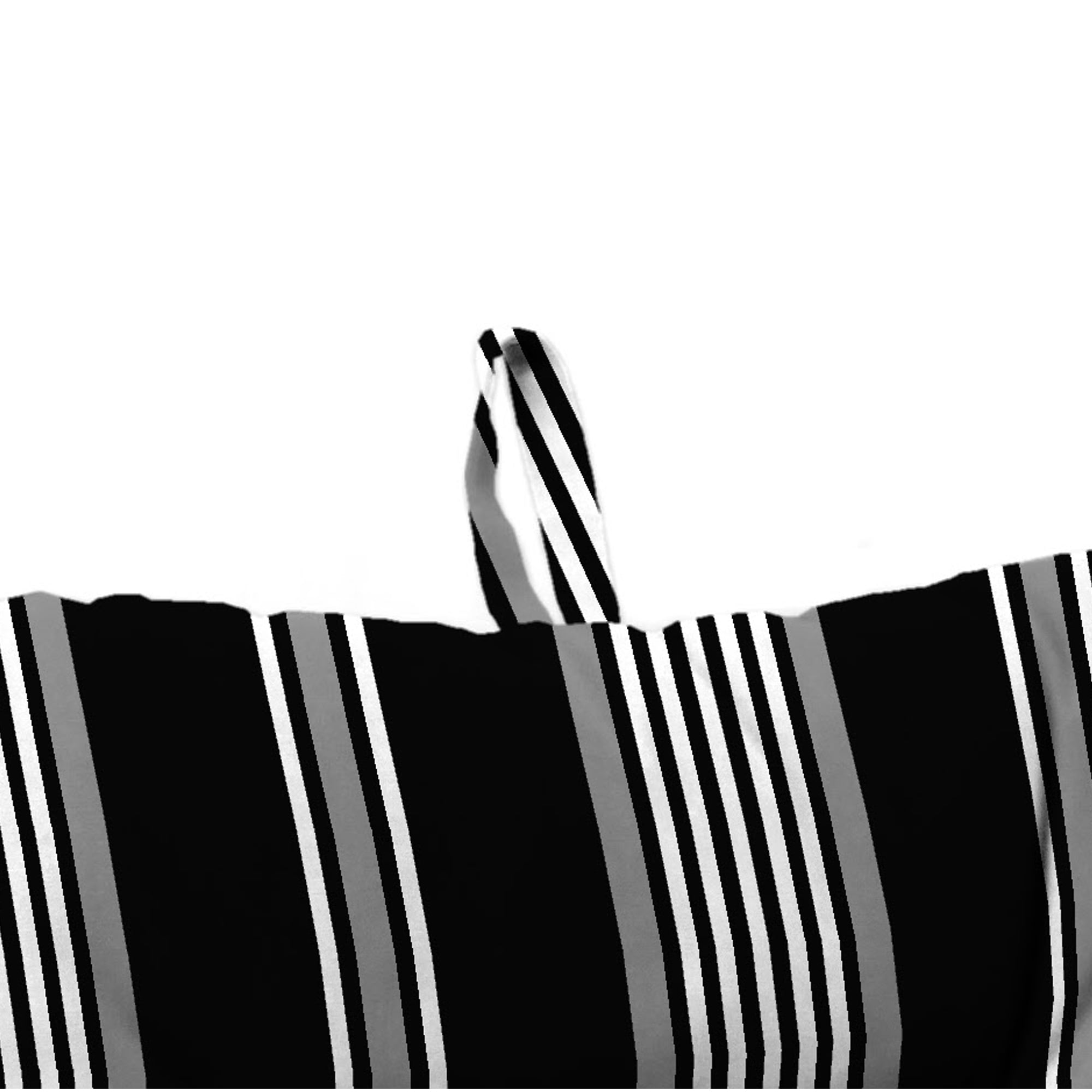 Jordan Manufacturing 38" x 21" Reeder Black Stripe Rectangular Outdoor Wrought Iron Chair Cushion with Ties and Hanger Loop