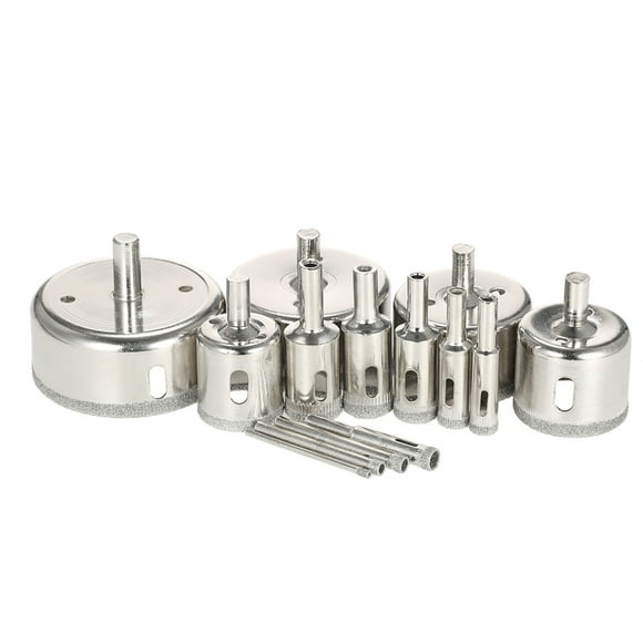 TFixol 14PCS 3-70mm Glass Hole Saw Kit Diamond Coated Core Hole Saw Marble Drill Bit Tile Ceramic Glass Porcelain Drilling