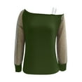 thumbnail image 4 of HNMKIU Women Casual Long Sleeve T Shirts for Women Rhinestone Sequin Net Yarn Off Shoulder Strap Top for Party 1-Green,M, 4 of 6