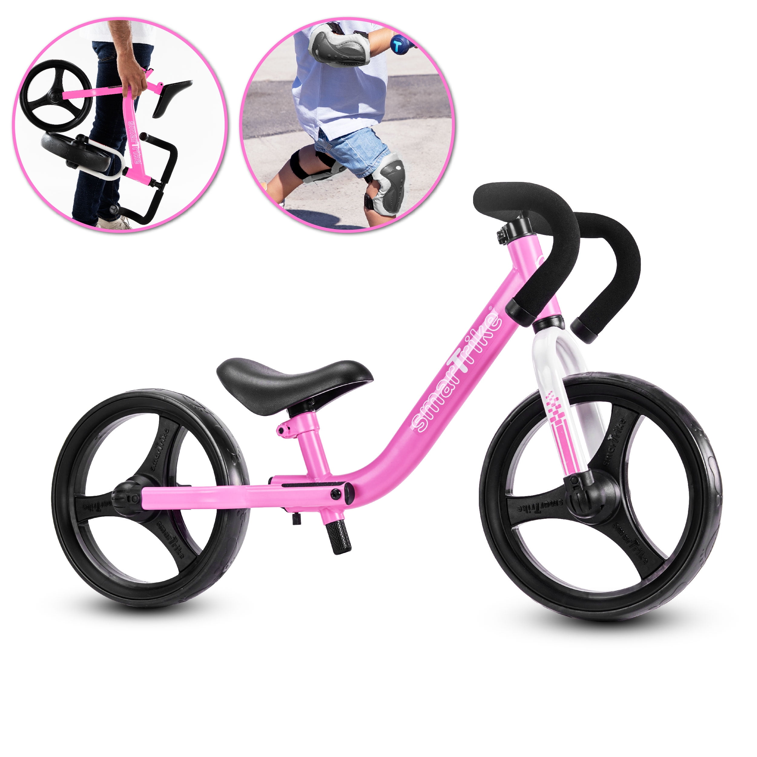 Red smarTrike Folding Balance Bike with Safety Gear for 2-5 Years Old 