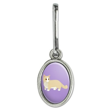 Munchkin Cat Antiqued Oval Charm Clothes Purse Suitcase Backpack Zipper Pull Aid