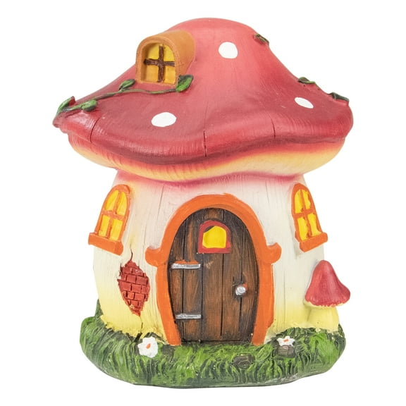 Northlight 6.25" Red Mushroom House Outdoor Garden Statue