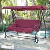 Outdoor Swing / Bed Patio Adjustable Canopy Deck Porch Seat Chair w/ (2) Pillow, Brown