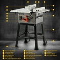 thumbnail image 4 of 10 inch Table Saw, Portable Benchtop Table Saw, Stand & Push Stick, 5000RPM,90°Cross Cut & 0-45°Bevel Cu, Adjustable Blade Height, With Port for Connecting Dust Collector, 4 of 7