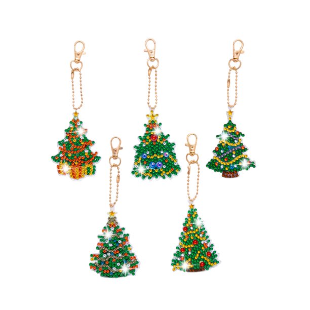 5pcs diamantes pintura llavero arte manualidades DIY llavero Navidad para decoración de Navidad