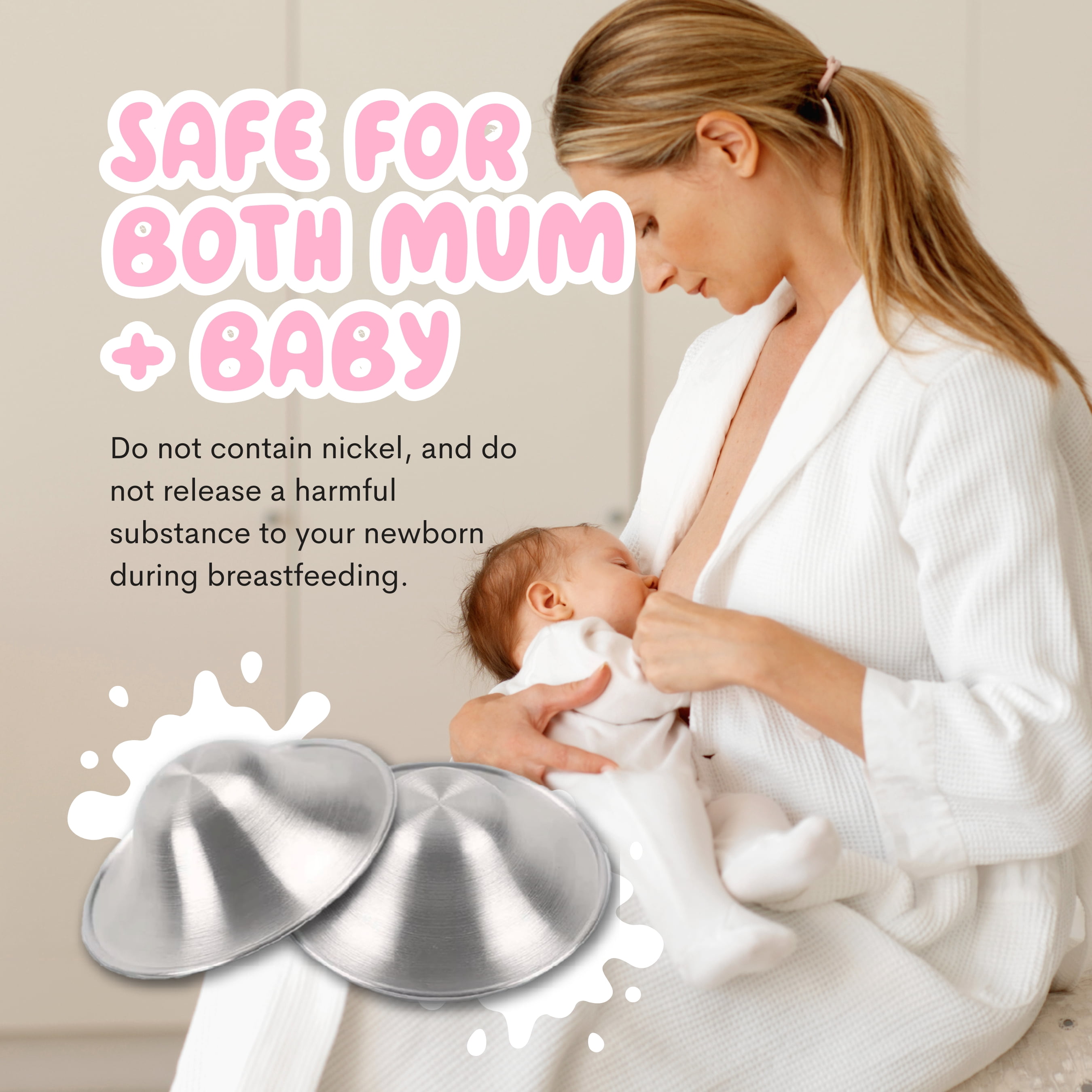 The Midwife Mumma 999 Silver Nursing Cups for Breastfeeding Essential, Regular Size Design