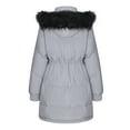 thumbnail image 3 of Women’s Down Mid Length Parka Jacket, Waterpoof, Windproof, Warm Winter Coat with Fur Hood, Light Gray, 3 of 8