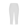 thumbnail image 4 of Plus Size Capris for Women, Xunlbb 2PCWomen's Summer High Waisted Solid Color Capris Matching Slim Fitting Yoga Gym Pants(White,M), 4 of 6
