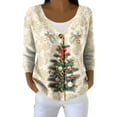 thumbnail image 6 of Women's Fashion Long Sleeve Christmas Snowman Snowflake Print Jacket Cardigan for Holiday Party and Casual Daily Wear,Khaki,2XL, 6 of 7