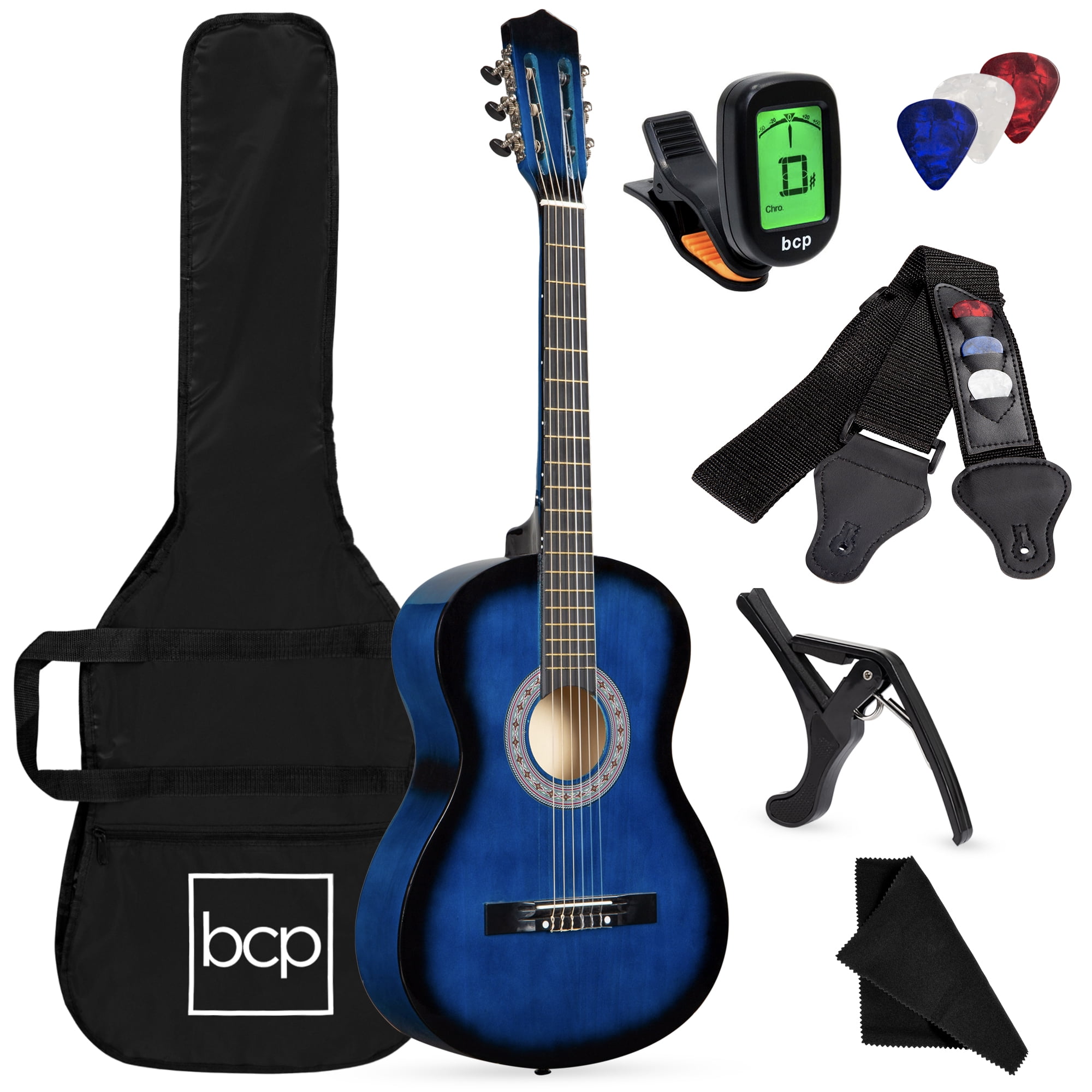 Beginner 30 Inch Acoustic Classical Guitar Nylon Strings Guitar Starter Kits for Beginners Kids Student Kit with Bag & Accessories（Black） 