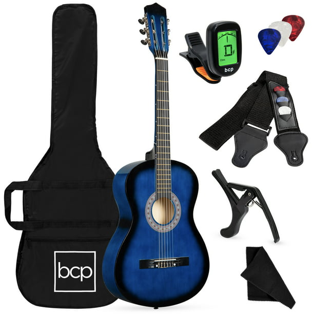Best Choice Products 38in Beginner Acoustic Guitar Starter Kit w/ Gig Bag,  Strap, Digital Tuner, Strings - Blue