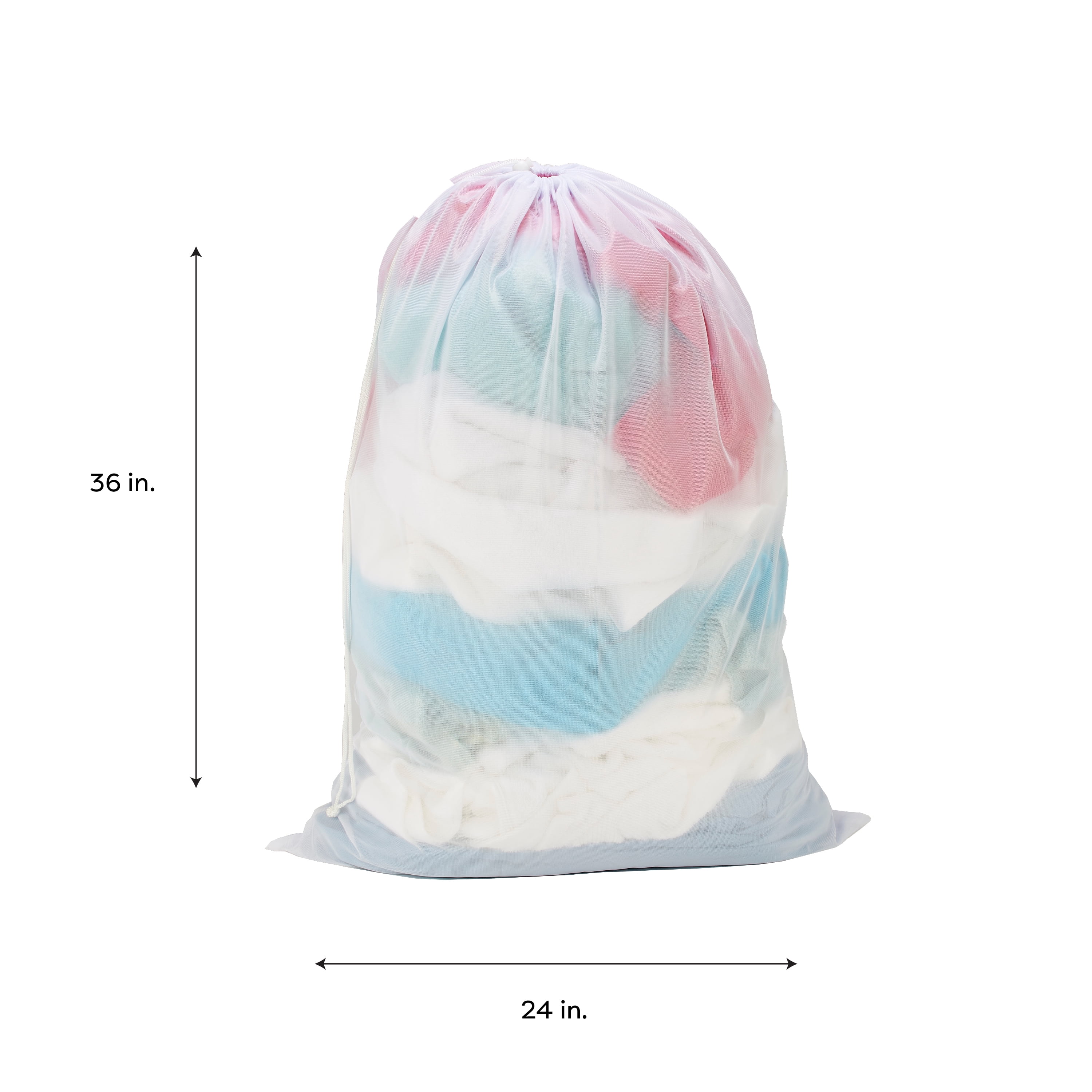 Laundry 360 2 Pack Sanitized Mesh Laundry Wash Bag, White, 36" x 24" x 7"