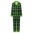 thumbnail image 4 of mgoYE Christmas Pajamas for Family Silk Satin Holiday Matching Pajamas Sets Long Sleeve Button Comfy Loungewear Sets(Green,S), 4 of 6