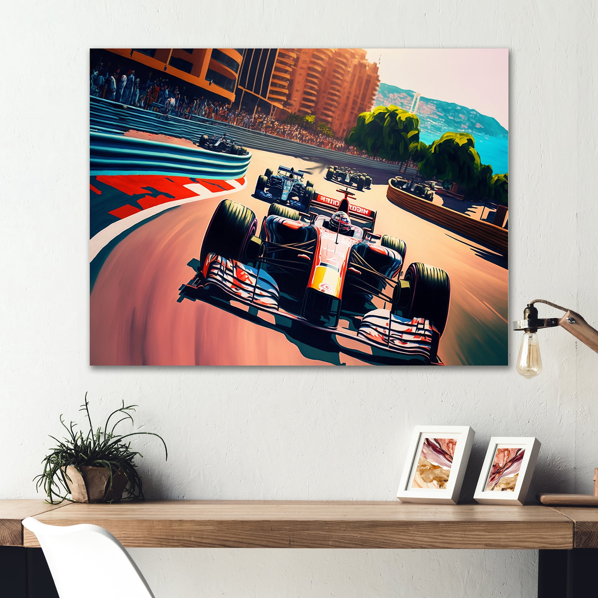 Designart Racing car in Monaco GP VII Canvas Wall Art