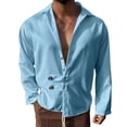 thumbnail image 2 of Fashion Plus Size Long Sleeve Shirts for Mens d Top Solid Color Casual Loose Cardigan Lapel Shirt d Lapel Top/shirt Clearance Under 5$!, 2 of 8