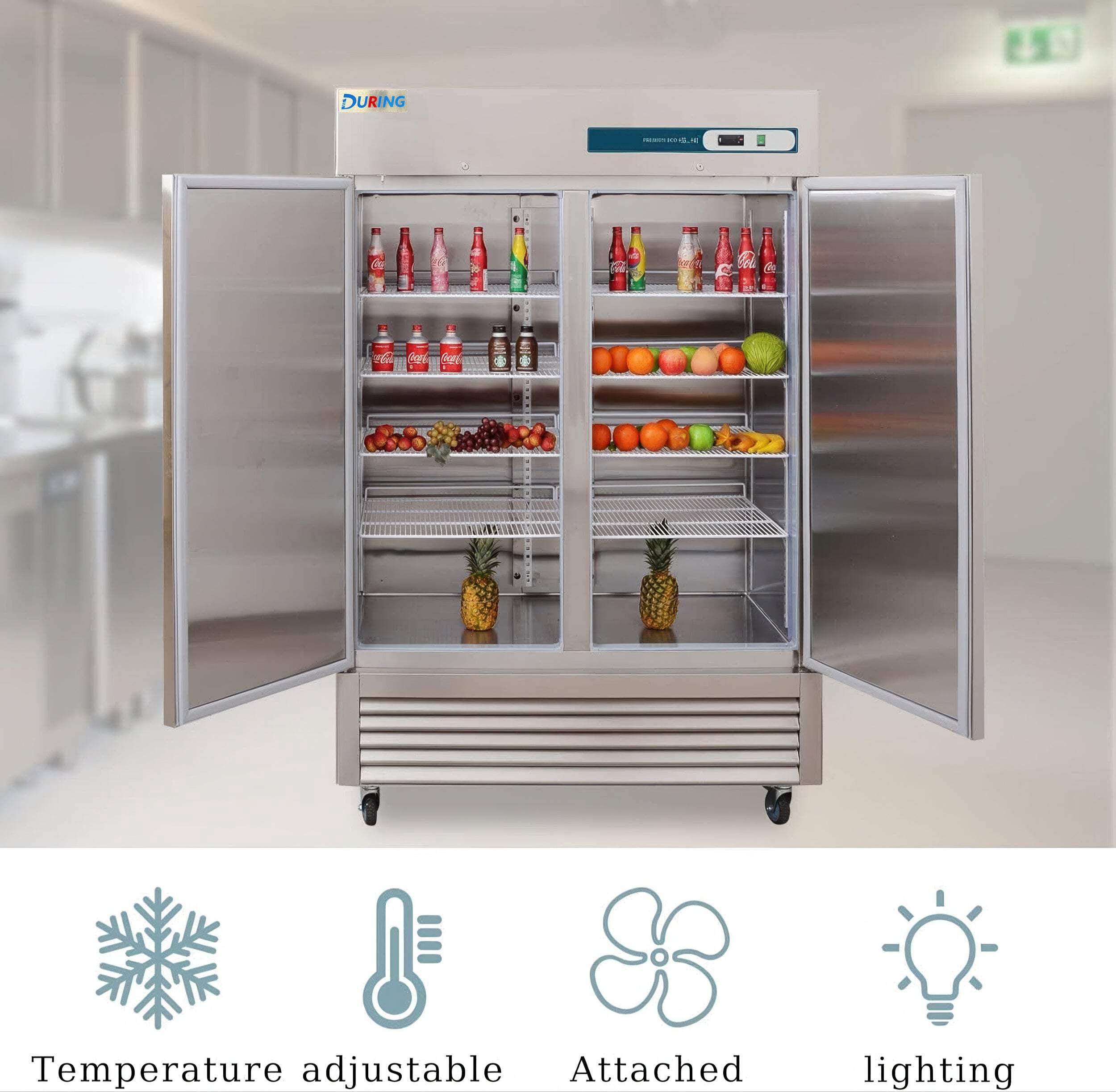 DURING D-KR-54B 54" Commercial Refrigerator, 49 Cu.ft 2-Door Upright Cooler