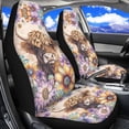 thumbnail image 3 of Jeiento Highland Cow Car Seat Covers Set of 2 Auto Front Seat Covers Boho Flower Bucket Seats Protective Cover Easy to Install Removable Cars Accessory Decoration, 3 of 7