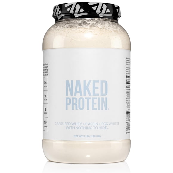 Mezcla de proteína en polvo NAKED, suero de leche, caseína y proteína de huevo, 3 libras