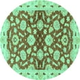 thumbnail image 1 of Ahgly Company Machine Washable Indoor Round Oriental Turquoise Blue Traditional Area Rugs, 6' Round, 1 of 4