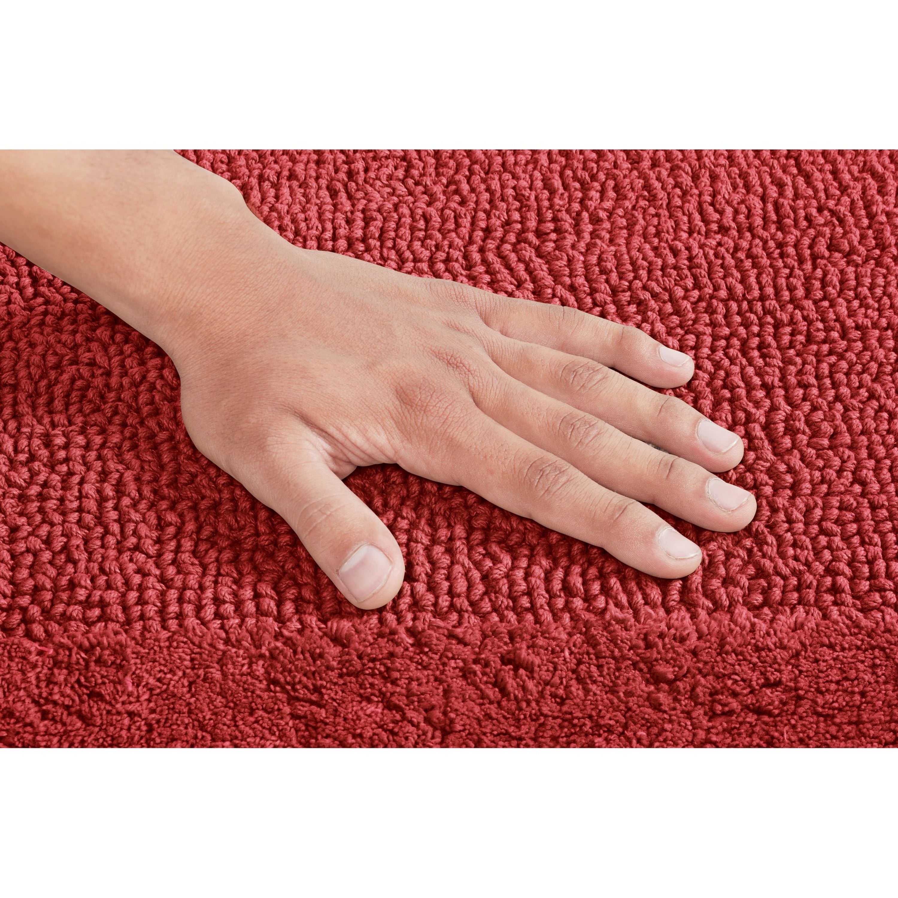 Better Trends 4 Piece Premium Bathroom Rug Set 100% Cotton Soft Tufted Bath Mat Water absorbent Reversible U shape Toilet Bath Rug Perfect for Bathroom, Shower and Bathtub Use, Red - Edge Collection