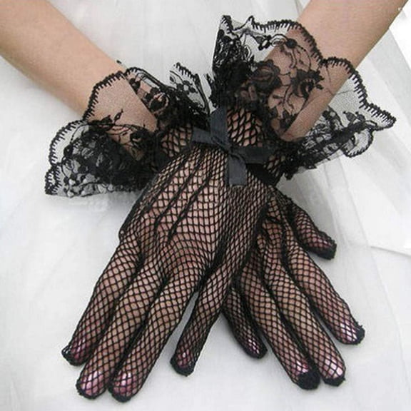 Lace Gloves White Wedding Gloves Short Floral Gloves Party Bridal Hand Accessories for Women and Girls Ladies Lace Gloves Elegant Short Lace Gloves Tea Party Gloves for Women Wedding Dinner Party