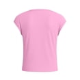 thumbnail image 2 of OGLCCG Girls Short Sleeve T-Shirts Summer Crewneck Side Slit Basic Tees Tops Solid Color Casual Slim Fit Crop Tops for Kids 5-15 Years, 2 of 7