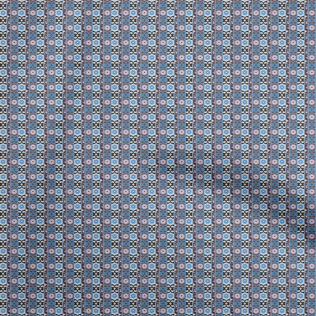 oneOone Rayon Medium Blue Fabric Asian Kilim Craft Projects Decor Fabric Printed By The Yard 56 Inch Wide