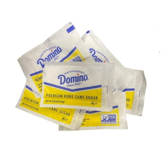 Thrifty Basics Domino Pure Cane Sugar Granulated Sugar, NON-GMO, 0.10 Ounce (2.83 Gram) 100 Bulk Sugar Packets