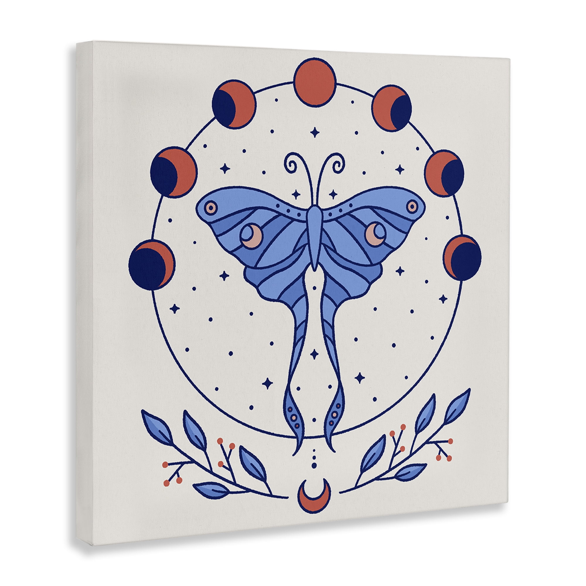 Stupell Industries Celestial Luna Moth Animals Painting Wrapped Canvas Art Print Wall Art, 24 x 24