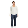 thumbnail image 3 of Terra & Sky Women's Plus Size Long Sleeve V-Neck T-Shirt, 2-Pack, 3 of 5