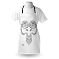 thumbnail image 3 of Zodiac Aries Apron Line Art Style Horoscope Symbol Henna Tattoo Design Floral Curls Spirals, Unisex Kitchen Bib Apron with Adjustable Neck for Cooking Baking Gardening, Black and White, by Ambesonne, 3 of 3