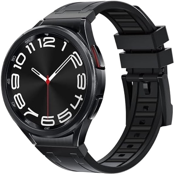 can One Click No Gap Bands Compatible for Samsung Galaxy Watch 6/4 Classic 43mm 47mm 42mm 46mm for Men, Liquid Silicone Band for Galaxy Watch 7/FE/6/5 Pro Sport Strap with Stainless Steel Adapter