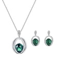 thumbnail image 2 of Fiaya Women Fashion Pendant Necklace Earring Set Women Wedding Party Jewelry Set Gift (Green), 2 of 2