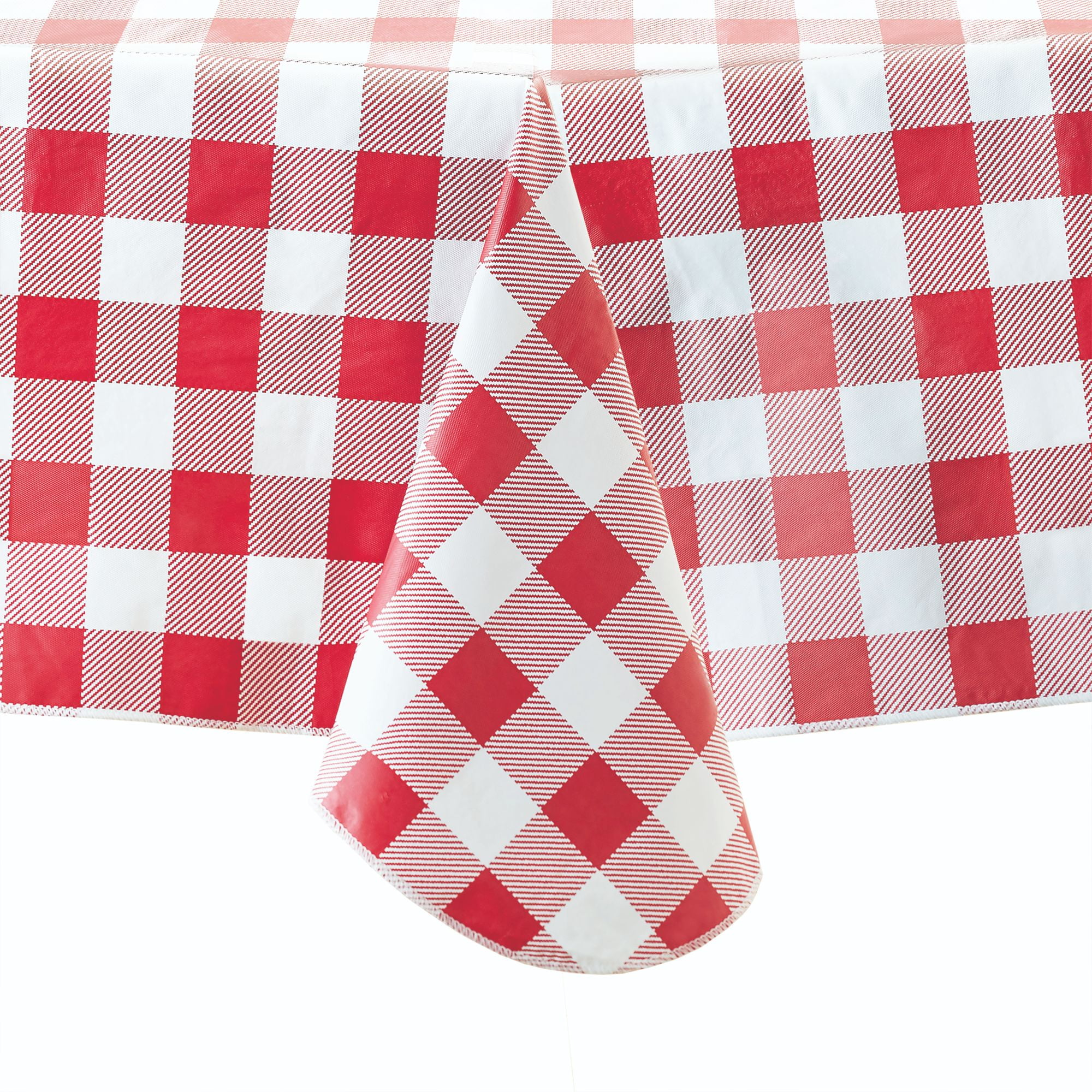 Mainstays Red Check Vinyl Tablecloth, 52"x70", Red