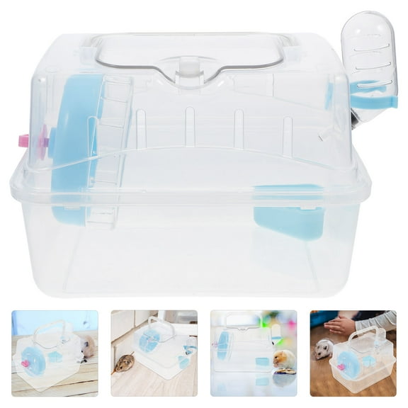CRAFTHROU 1Set Transparent Design Acrylic Hamster Cage for Small Animal Travel Guinea Pig Carrier